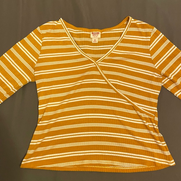 Mossimo Supply Co. Yellow (mustard) with White Stripes Shirt - Picture 2 of 4